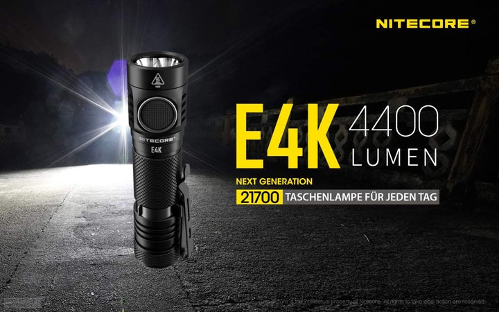 NITECORE E4K - 4400 Lumen, Akku über USB ladbar