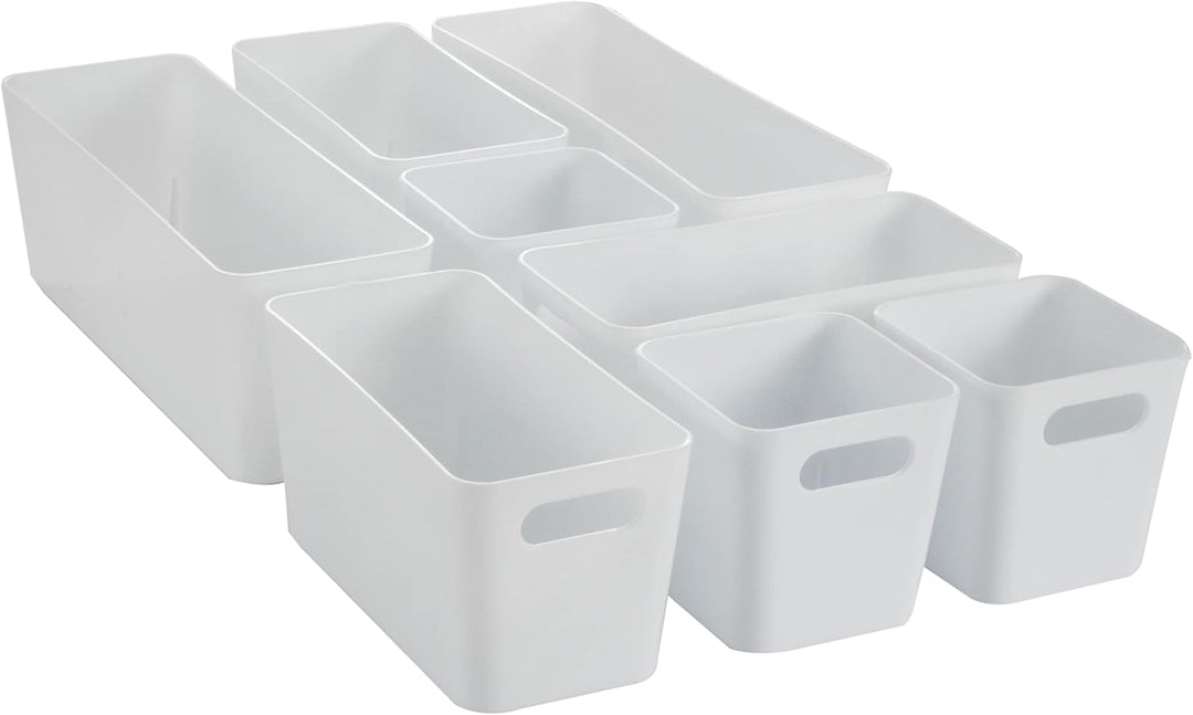 8 Teile Organizer Set - 10 cm hoch - weiss - Boxen in 3 Grössen - Schubladeneinsatz - passend für Sc