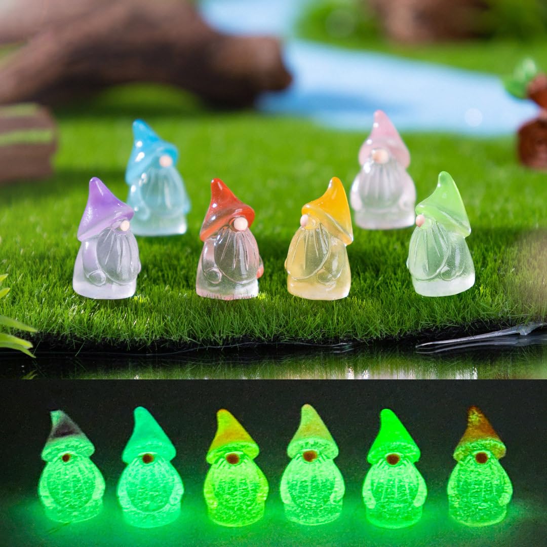 Supvox 60 Stück Nachtleuchtende Mini Gartenzwerge - Ostern Deko Figuren aus Harz - Fluoreszierende M