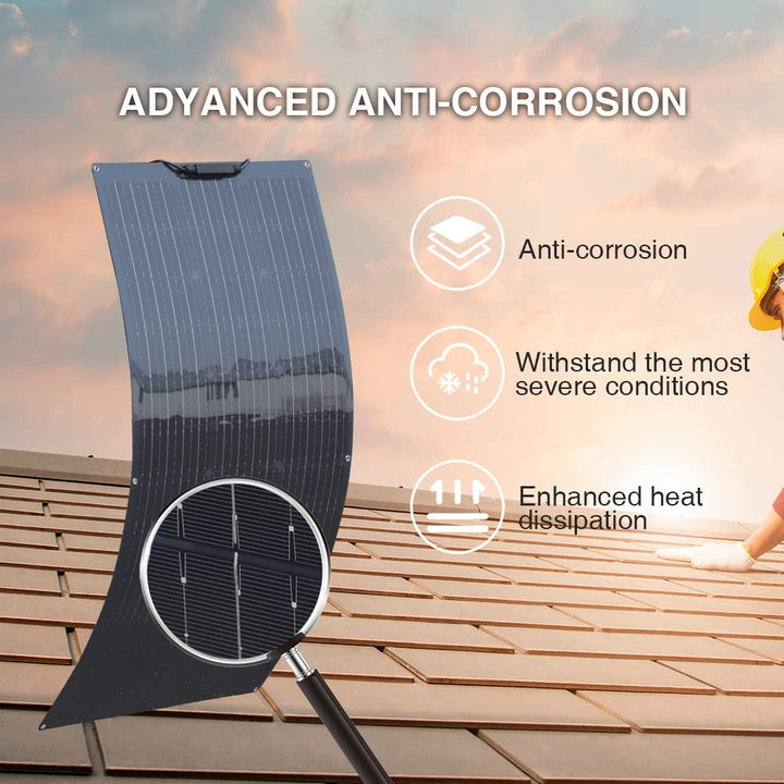 WUZECK 200w 12v/24v Solarpanel Solarmodul Solarpanel-Set, 2 x100W Flexible Solarpanel monokristallin