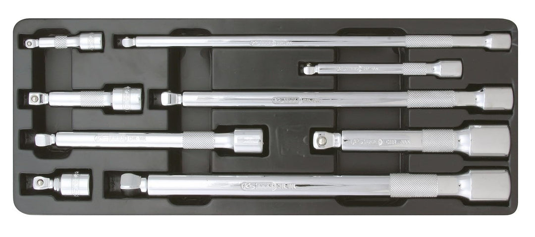 KS Tools 918.0009 1/4"+3/8"+1/2" CHROMEplus Kipp-Verlängerungs-Satz, 9-tlg.