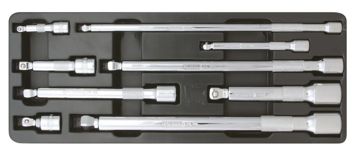 KS Tools 918.0009 1/4"+3/8"+1/2" CHROMEplus Kipp-Verlängerungs-Satz, 9-tlg.