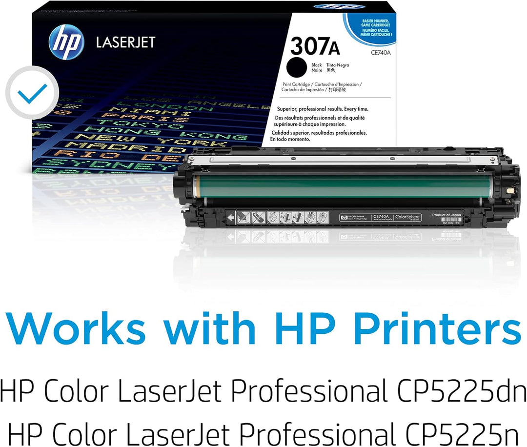 HP 307A (CE740A) Schwarz Original Toner für HP Color Laserjet Pro CP5225, Schwarz