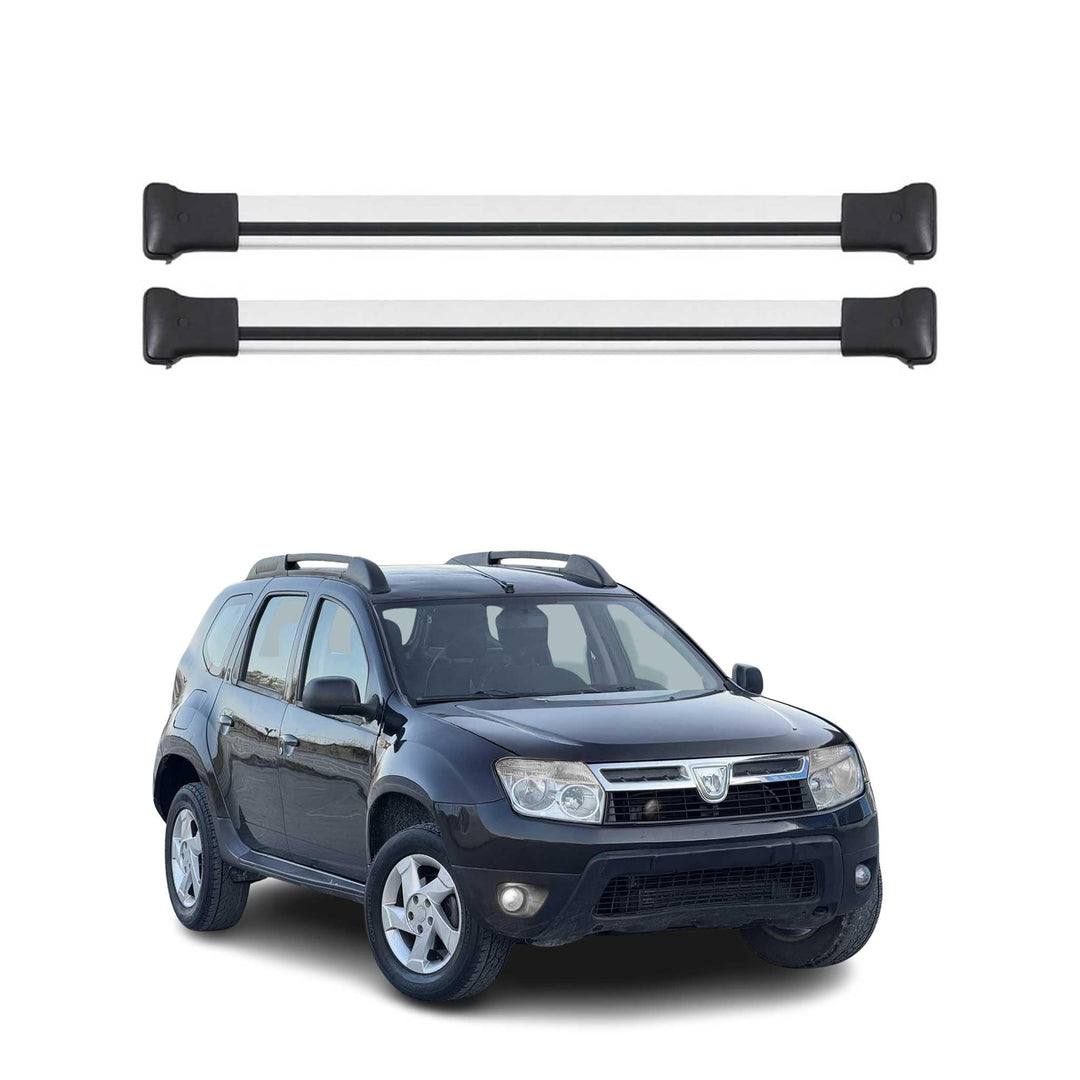 OMAC Dachträger Grundträger kompatibel mit Dacia Duster 2010-2014 Alu Silber 2 TLG
