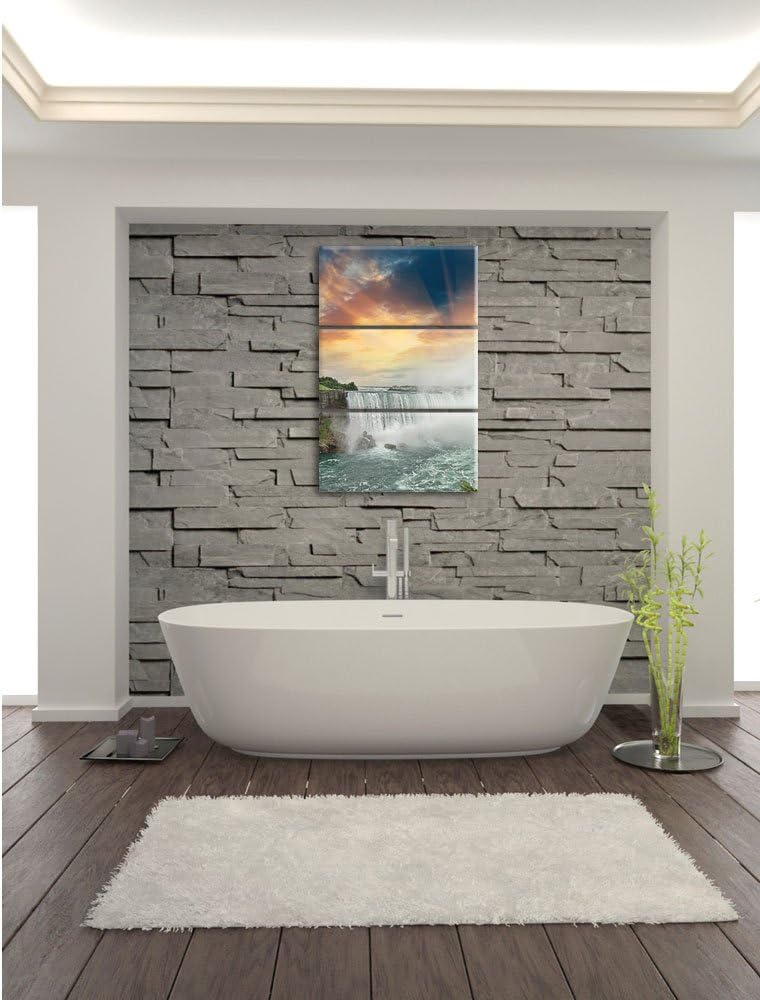 Pixxprint Niagarafälle bei Sonnenuntergang als Leinwandbild/Grösse: 3 Teilig (120x80 cm) cm/Wandbild