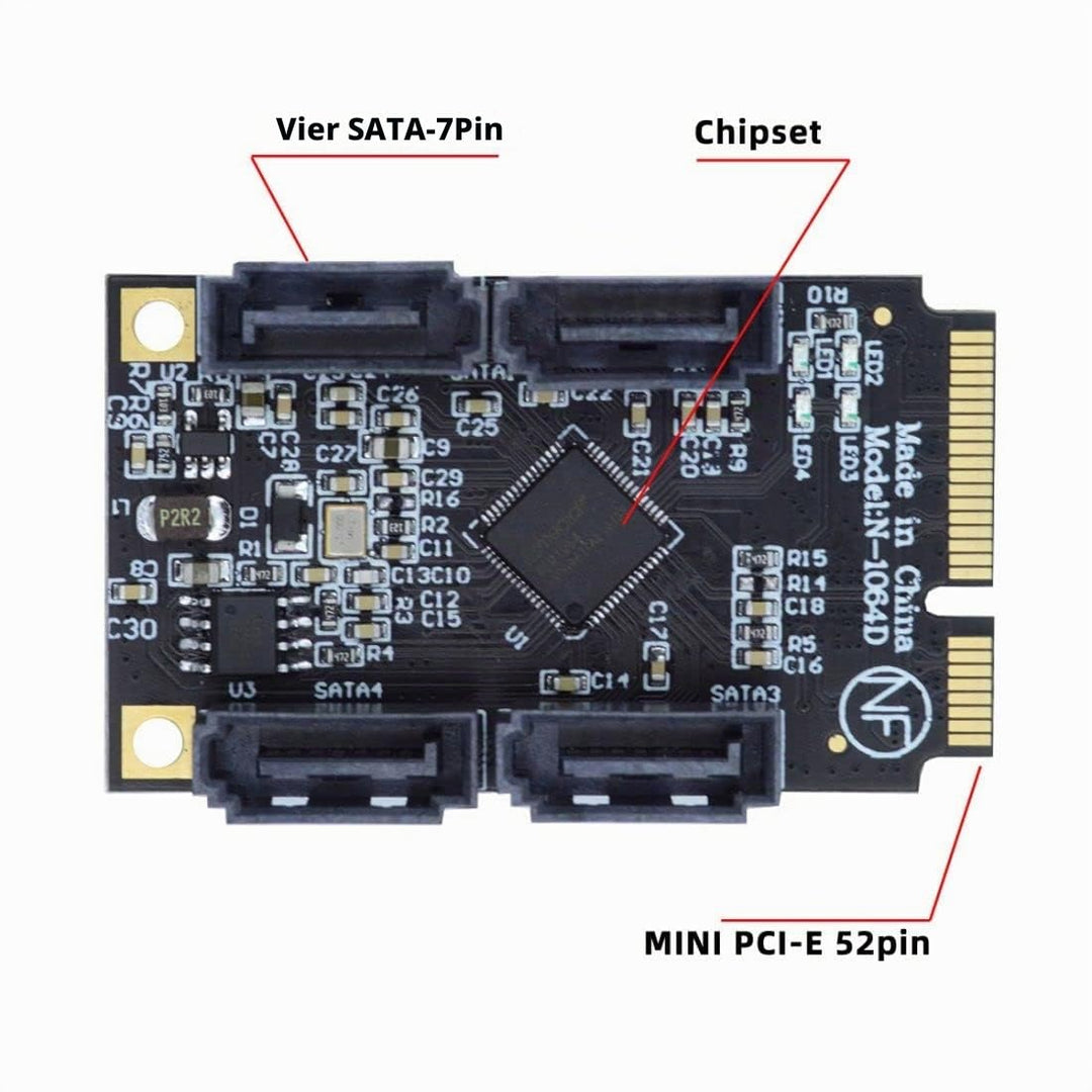 chenyang Mini PCIE auf 4 SATA 3.0 Erweiterungskartenadapter für Motherboard SATA Festplatten Port Er