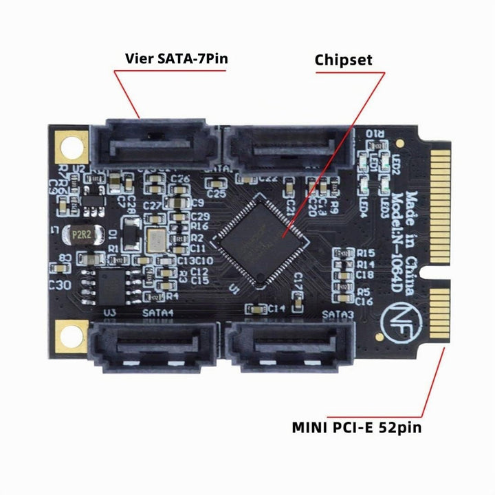 chenyang Mini PCIE auf 4 SATA 3.0 Erweiterungskartenadapter für Motherboard SATA Festplatten Port Er