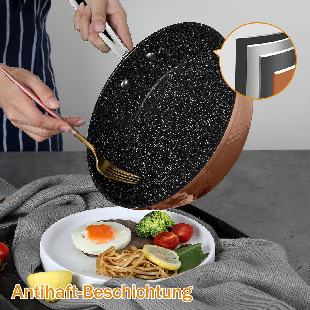 Topfset,Scheffler Topfset Induktion 15-teilig, Induktions Töpfe Set, Töpfe mit Glasdeckel, Kochtopf-