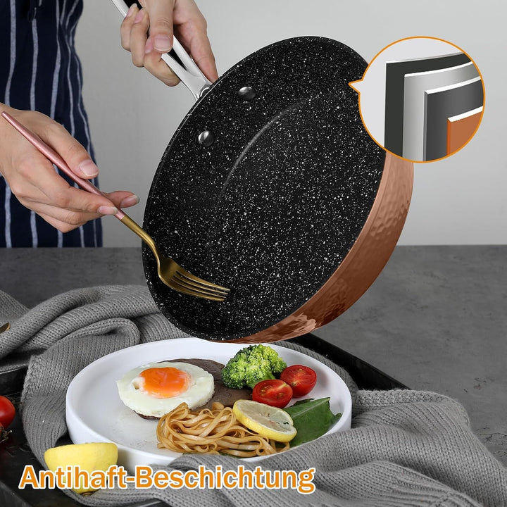 Topfset,Scheffler Topfset Induktion 15-teilig, Induktions Töpfe Set, Töpfe mit Glasdeckel, Kochtopf-