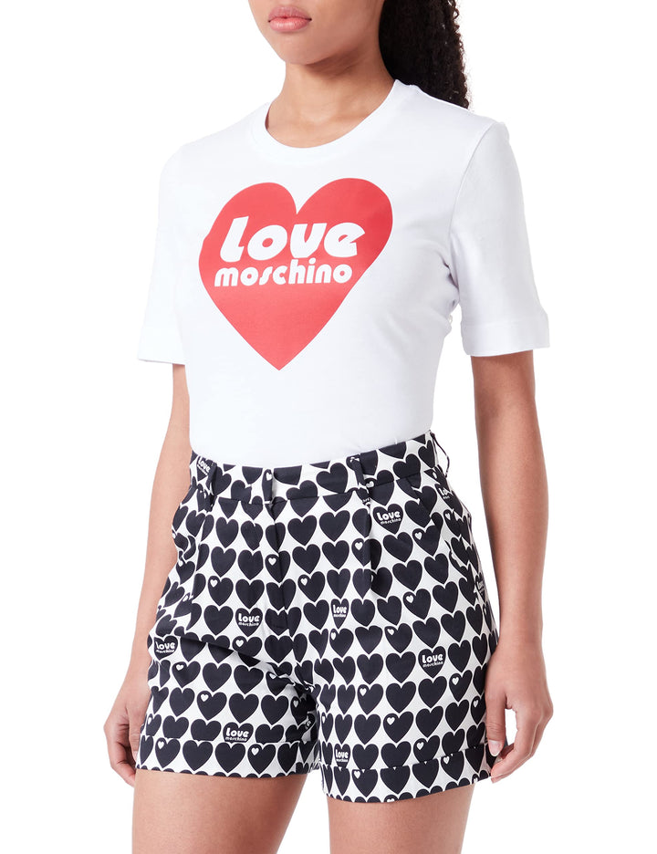 Love Moschino Damen Casual Shorts 48 White Black, 48 White Black