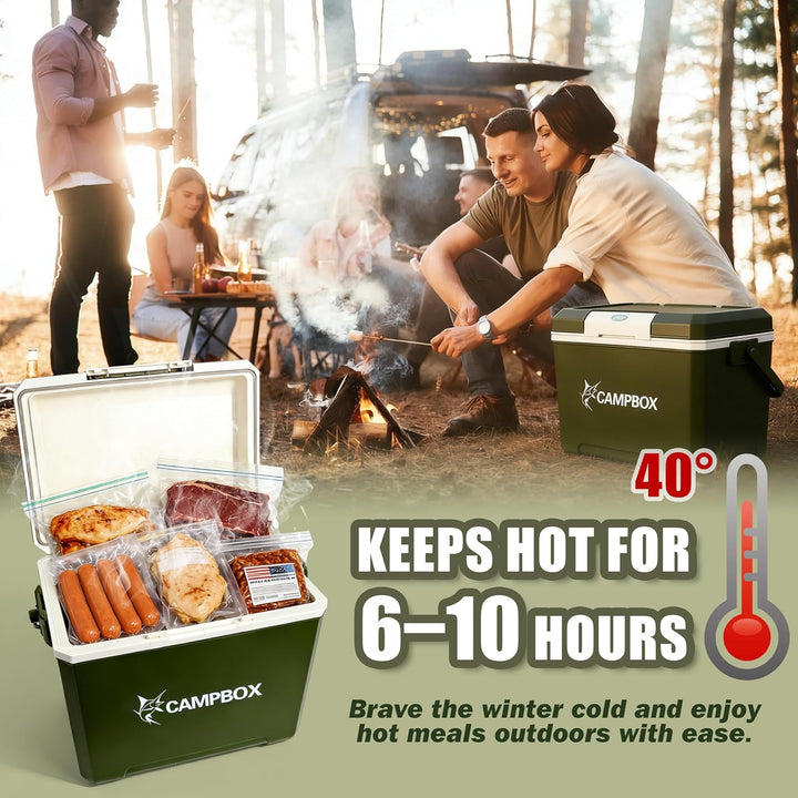 JONRRYIN Kühlbox, Passiv-Kühlbox 24 Liter Bis zu 12 Std. Kühlung, Mobile Cooler Box mit 2 Kühlakkus,