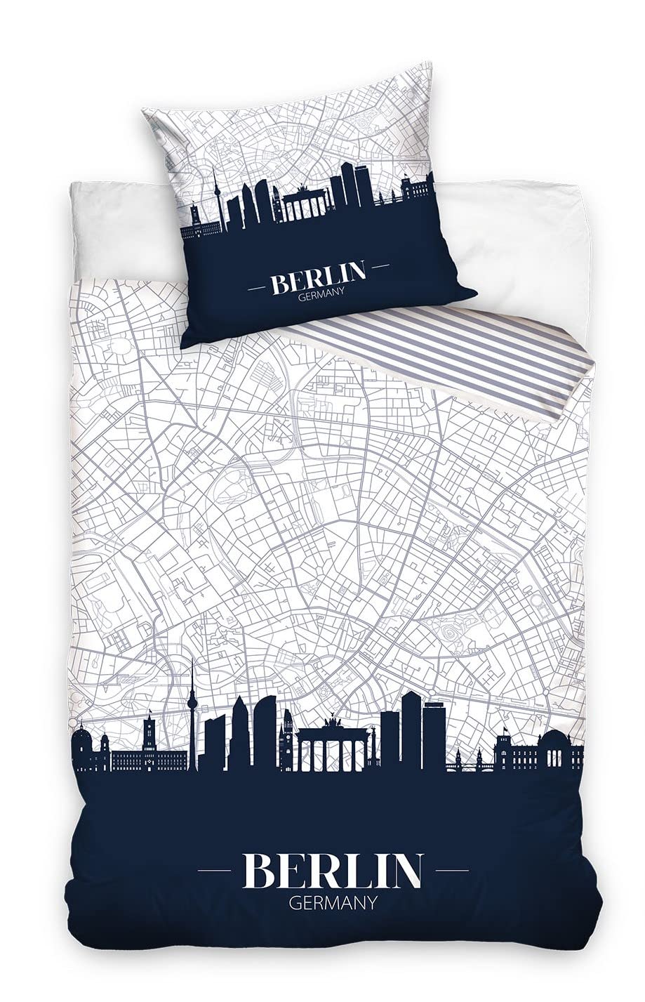 MTOnlinehandel Berlin Bettwäsche Bettbezug 135x200 80x80 Baumwolle · Souvenir Städte Bettwäsche-Set