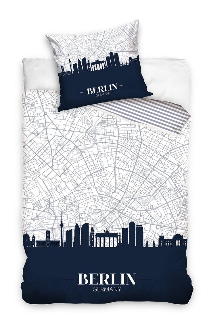 MTOnlinehandel Berlin Bettwäsche Bettbezug 135x200 80x80 Baumwolle · Souvenir Städte Bettwäsche-Set