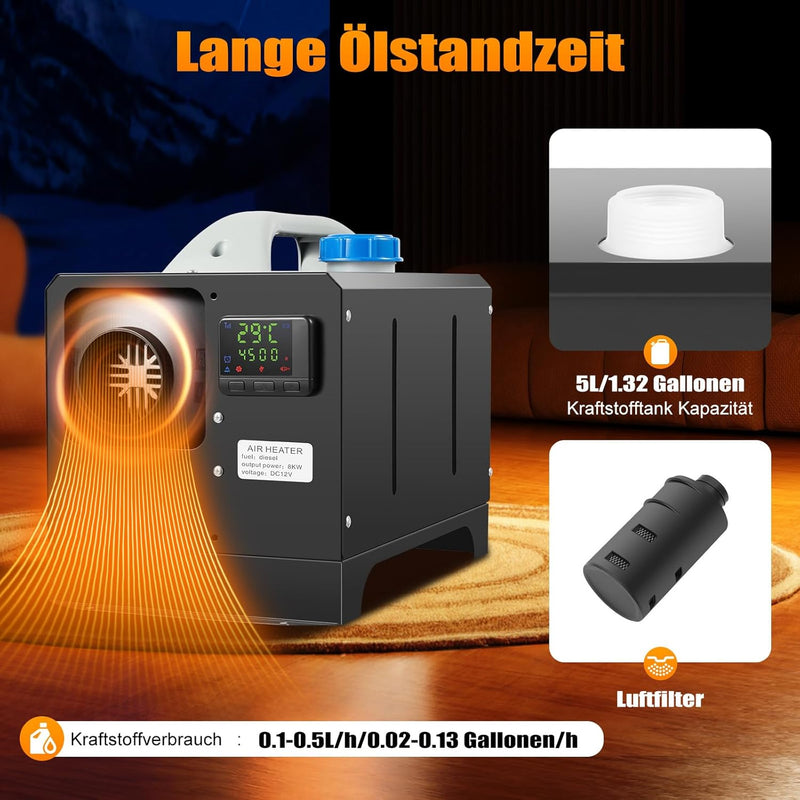 Standheizung Diesel 8KW, Standheizung 12V Diesel, Diesel Heizung Mit LCD-Display, Luft Standhezung,