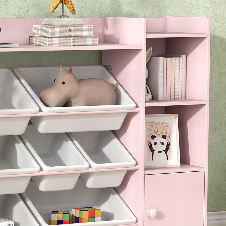 AIYAPLAY Kinderregal, Spielzeugregal Bücherregal mit 8 herausnehmbaren Aufbewahrungsboxen, 4 offenen