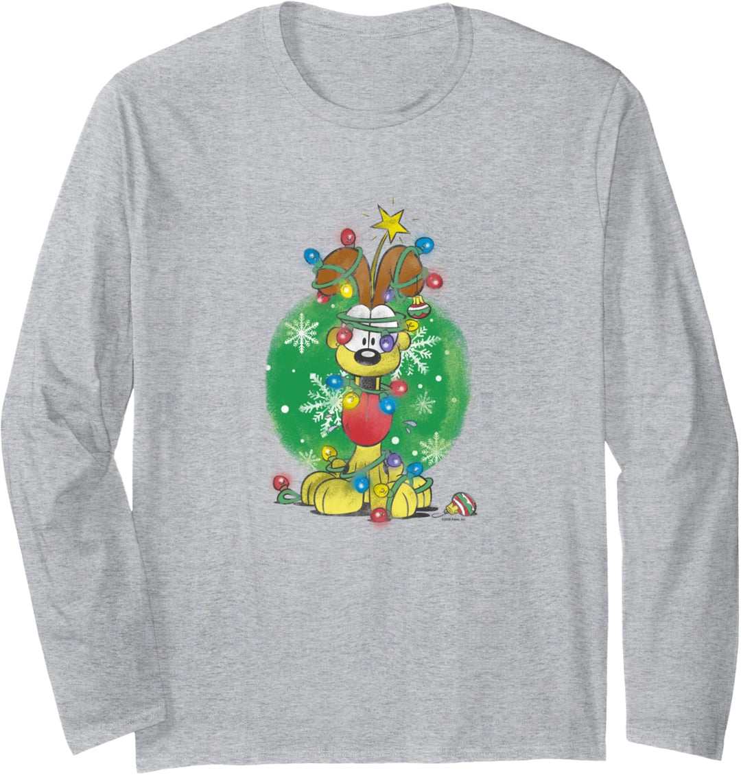 Garfield Odie Wrapped In Christmas Lights Langarmshirt