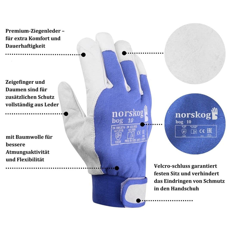 norskog BOG Arbeitshandschuhe Lederhandschuhe für Herren Handschuhe Schutzhandschuhe Gartenhandschuh