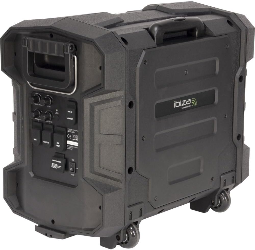 Ibiza Sound WPORT10-300 Lautsprecher mit Akku, LED, 10 Zoll / 25 cm, IPX4 IP65 – BT/NFC/FM/USB + UHF