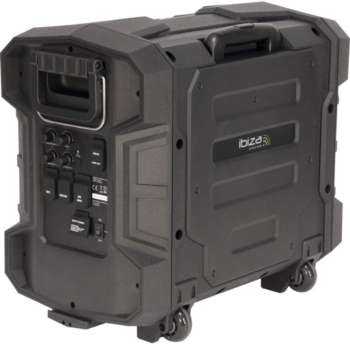 Ibiza Sound WPORT10-300 Lautsprecher mit Akku, LED, 10 Zoll / 25 cm, IPX4 IP65 – BT/NFC/FM/USB + UHF