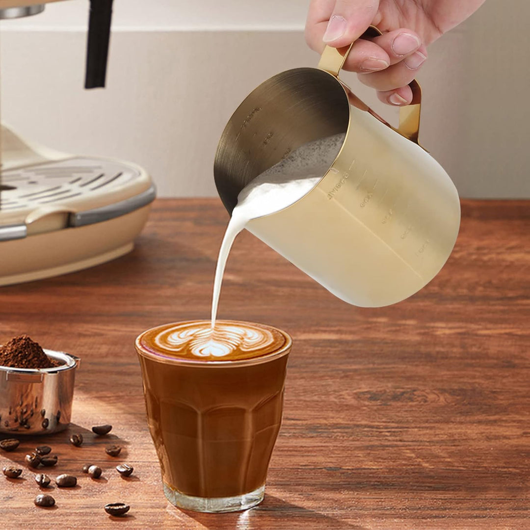 Milchkännchen Edelstahl 600ml, Kaffee Creamer Milch Aufschäumer Kännchen Tasse Mit Messung Mark, Han