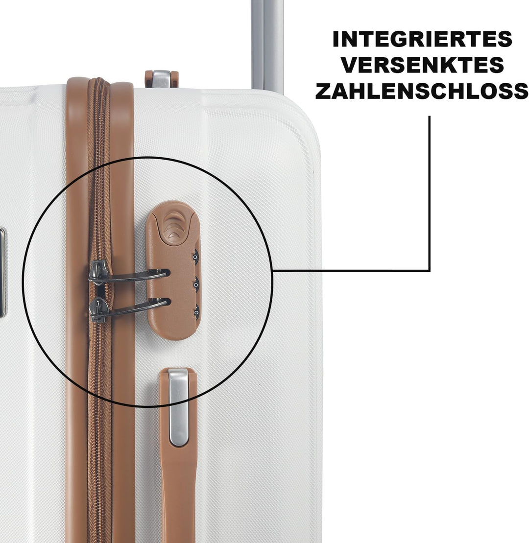 Hartschalenkoffer Set 3 Teilig, Kratzresistente Premium ABS-Hartschale, 55 64 74 cm, 360-Grad-Doppel