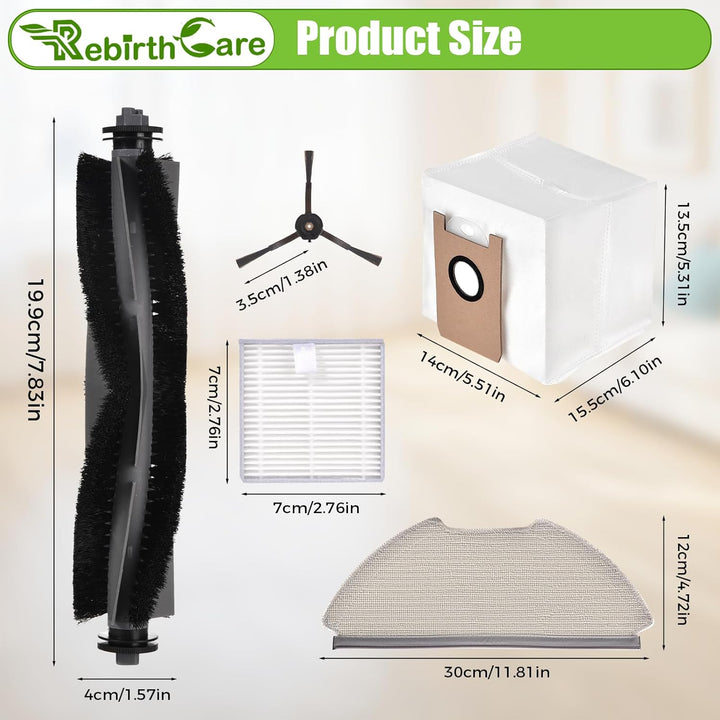 Rebirthcare 21 Stück Zubehör für AIRROBO T20/T20+ Saugroboter ersatzteile, 6 Staubbeutel 1 Hauptbürs