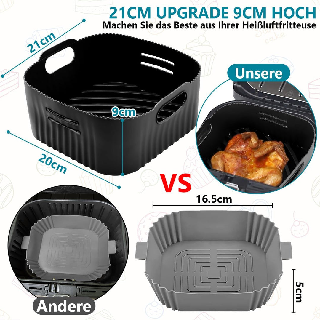 21CM Silikonform für Heissluftfritteuse, 2PCS Airfryer Zubehör XL Silikon Backform für Philip XL 6,2