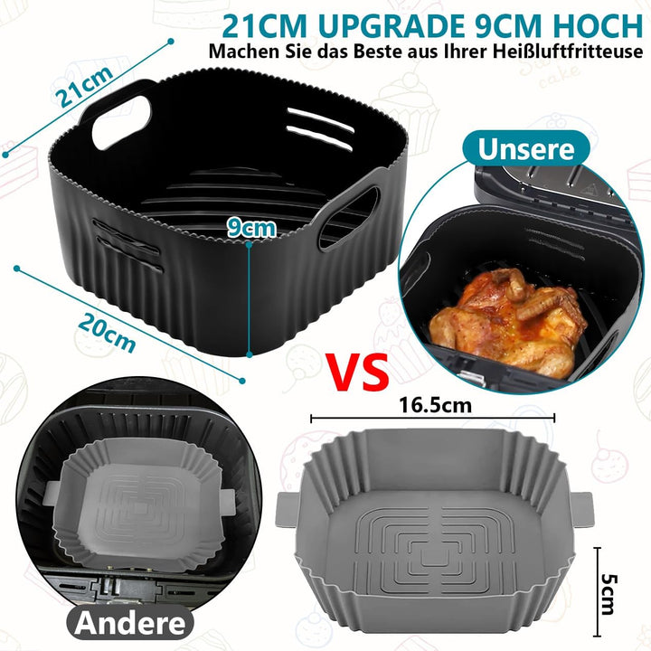 21CM Silikonform für Heissluftfritteuse, 2PCS Airfryer Zubehör XL Silikon Backform für Philip XL 6,2