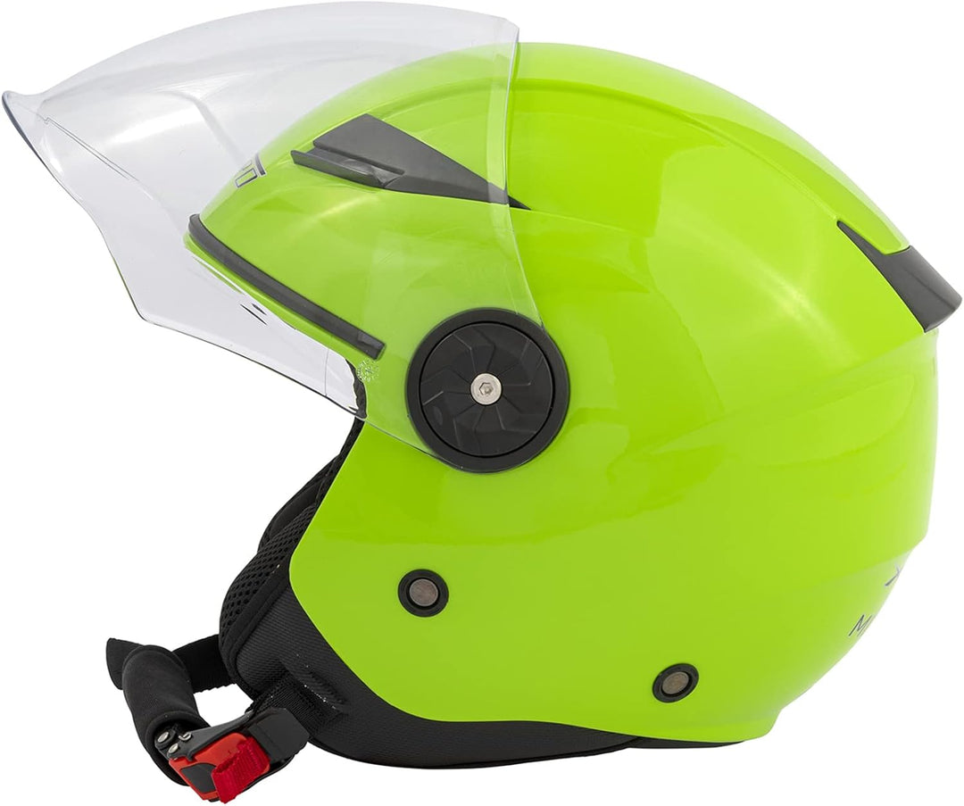 Lange Visier Jet Motorradhelm City Roller ECE 22 Zertifikat Grün XS 53-54 cm ( XS) Grün, 53-54 cm (