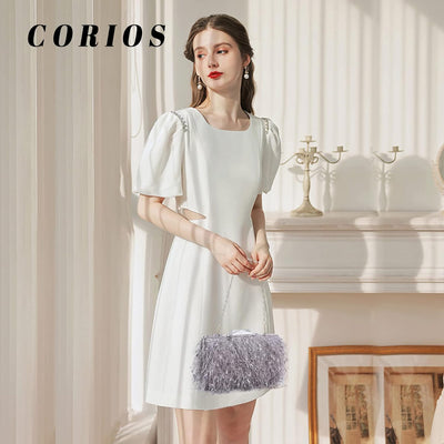 CORIOS Damen Abendtasche Kleine Clutch Abnehmbarer Kette Tasche Hochzeit Braut Handtasche Portemonna