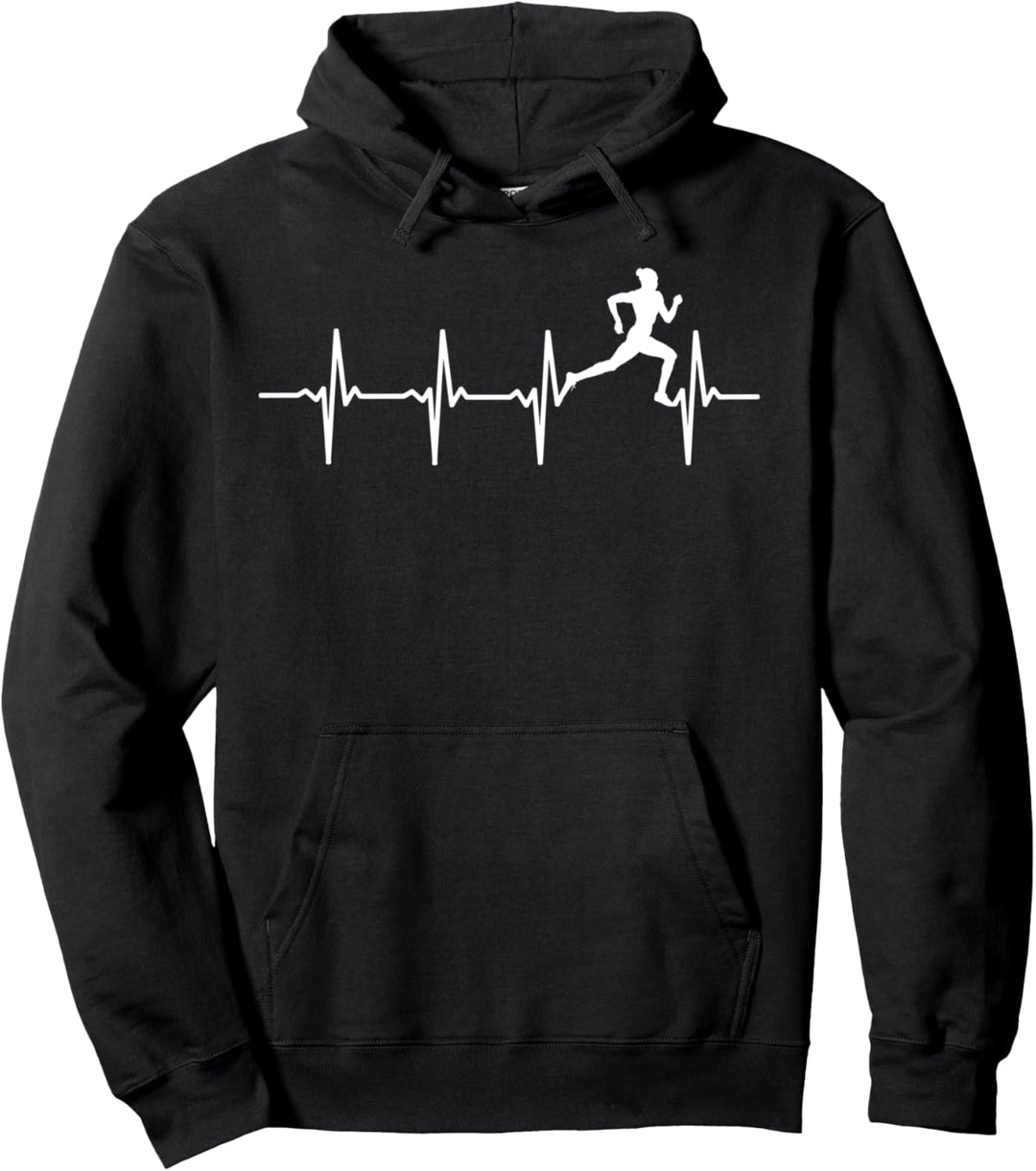 Laufen Herzschlag Heartbeat Geschenk für Läufer & Jogger Pullover Hoodie