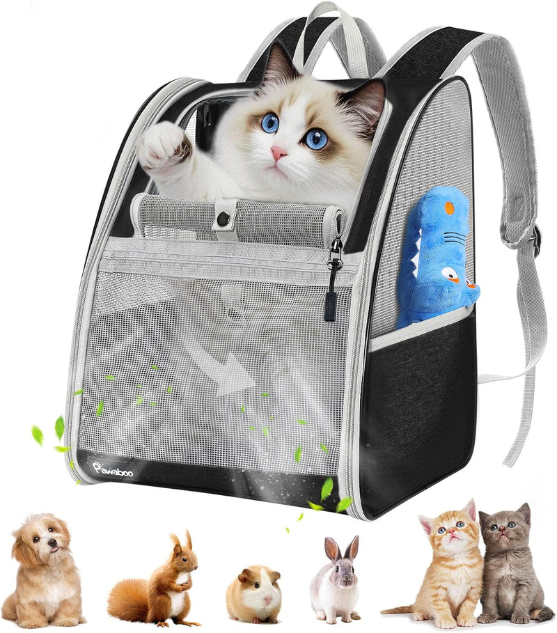 Pawaboo katzenrucksack, hunderucksack für Katzen Hunde Welpen mit Fenster, Haustier Rucksack cat Bac