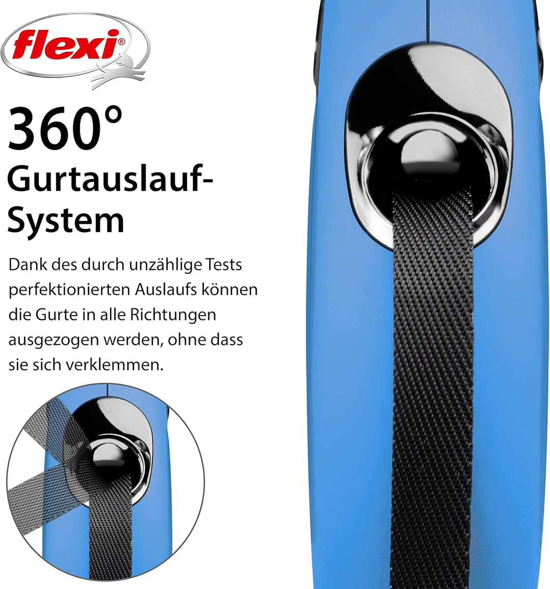 flexi® Classic S Gurt 5 m blau, Roll-Leine für Hunde bis 15 kg, S