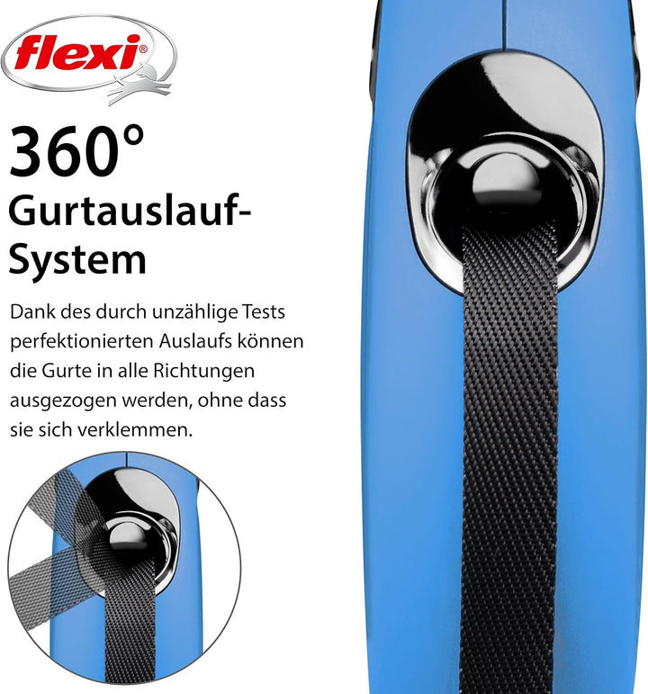 flexi® Classic S Gurt 5 m blau, Roll-Leine für Hunde bis 15 kg, S
