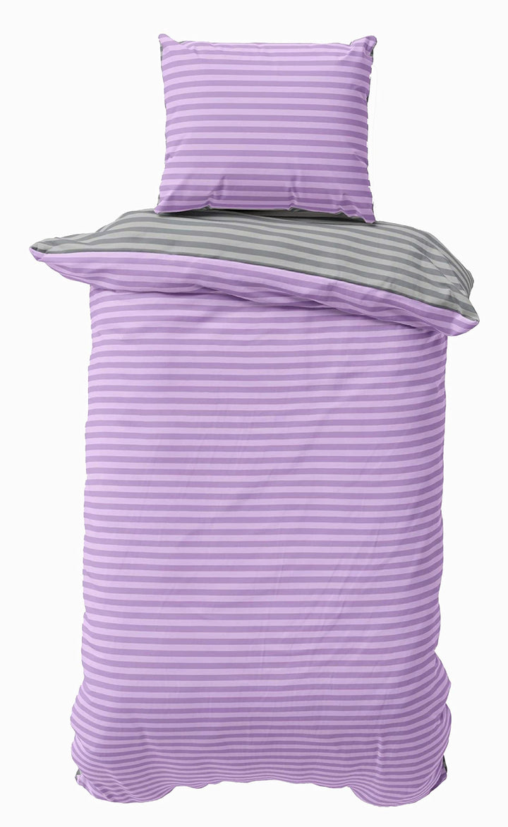 Leonado Vicenti Bettwäsche Baumwolle 200x220 Lila Grau Bezug Decke Doppelkissenbezug 80x80 gestreift