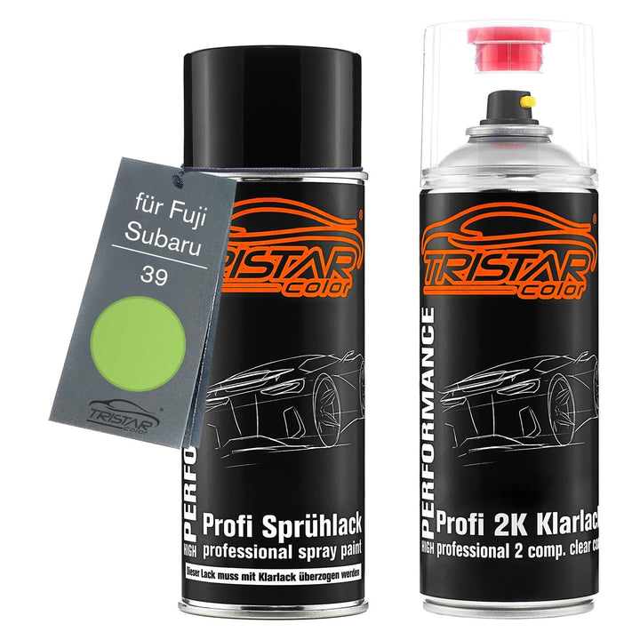 TRISTARcolor Autolack 2K Spraydosen Set für Fuji/Subaru 39 Sprite Green Basislack 2 Komponenten Klar