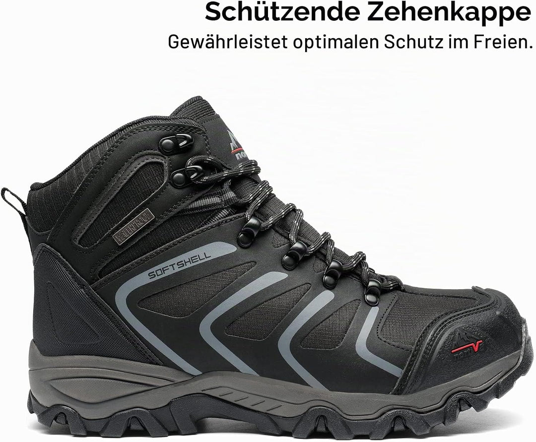 NORTIV 8 Herren-Wanderstiefel, wasserdichte Outdoor-Trekkingstiefel 41 EU Weit Schwarz, 41 EU Weit S