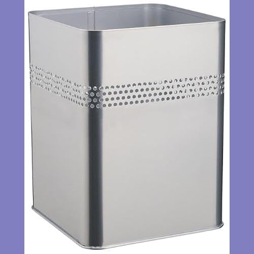 Durable Papierkorb Metall eckig 18,5 Liter, Perforation 30 mm, silber, 332023, silber