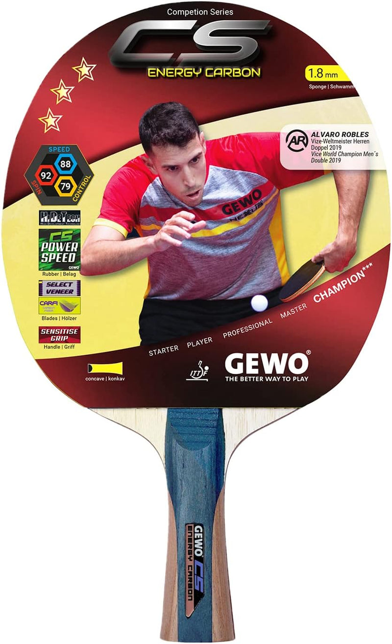 GEWO CS Energy Carbon - Tischtennis-Schläger - Profi-Tischtennisschläger, ITTF genehmigt - Carbon-Sc