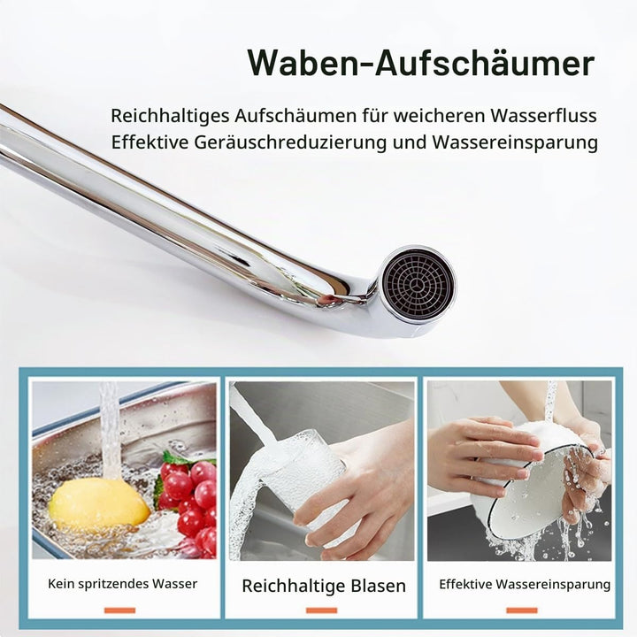 Mischbatterie Küche Wandmontage Chrom, 360°Drehbar Doppelgriff Wasserhahn Küche Messing, Wand Spülti