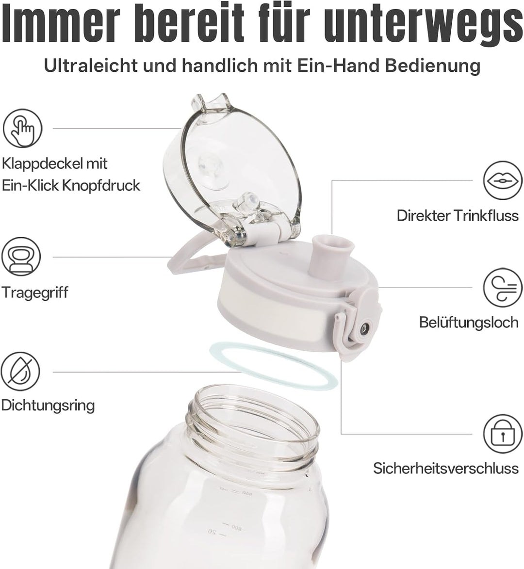 UZSPACE Trinkflasche Kinder 600ml, Sport Trinkflasche Auslaufsicher mit Einhandbedienung, Kohlensäur