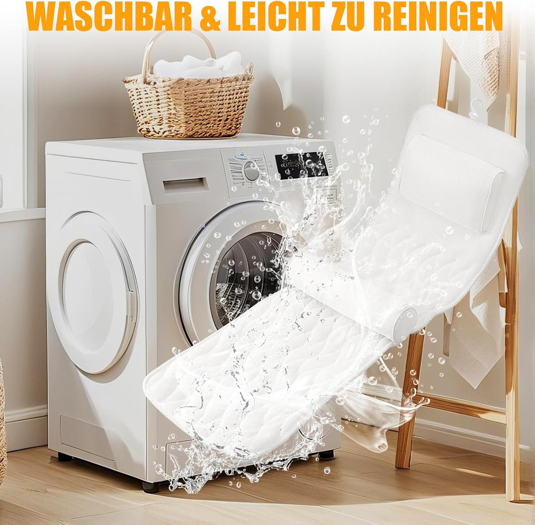Badewannenkissen Ganzkörper (128 x 38 cm) – Ergonomisches Badekissen | mit 3D-Air-Mesh-Technologie &amp;