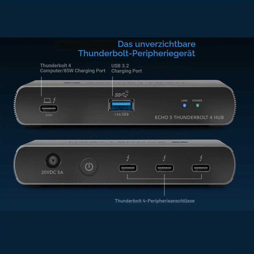 Sonnet Echo 5 Thunderbolt 4 Hub - Kompakter universeller Thunderbolt-4-Hub mit Vier Thunderbolt-4-Po
