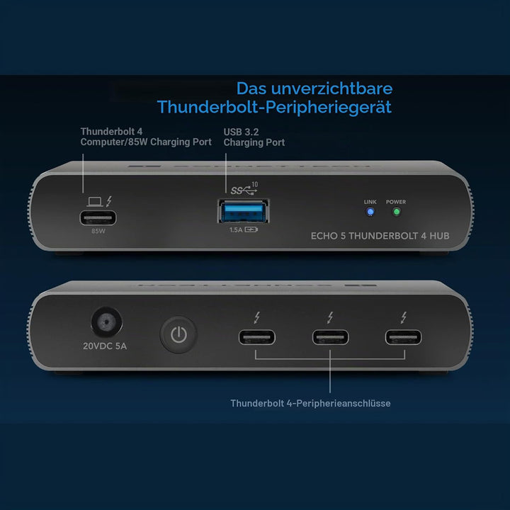 Sonnet Echo 5 Thunderbolt 4 Hub - Kompakter universeller Thunderbolt-4-Hub mit Vier Thunderbolt-4-Po