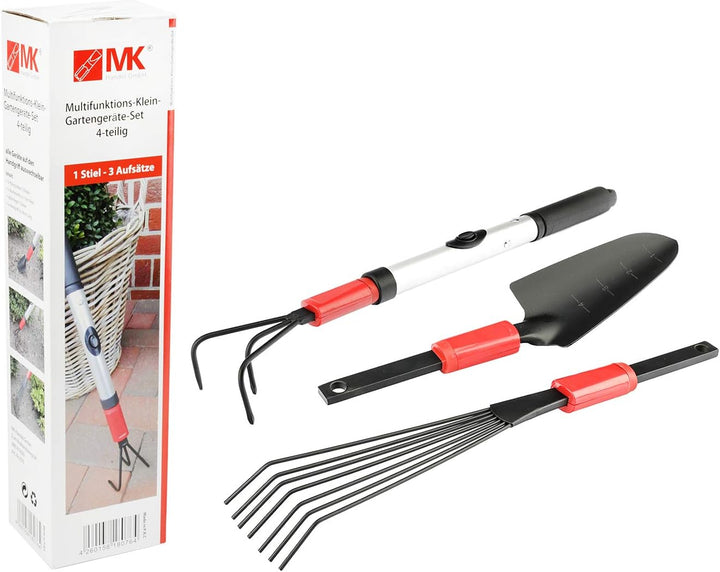 MK Handel - Gartengeräte-Set - 4-tlg. Gartenset bestehend aus Grubbler, Schaufel, Rechen und praktis