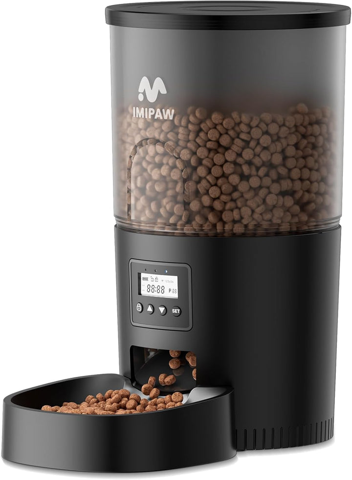 IMIPAW Futterautomat Katze, Katzenfutter Automat mit Programmierbarem Timer, Einfache Bedienung, 1-6