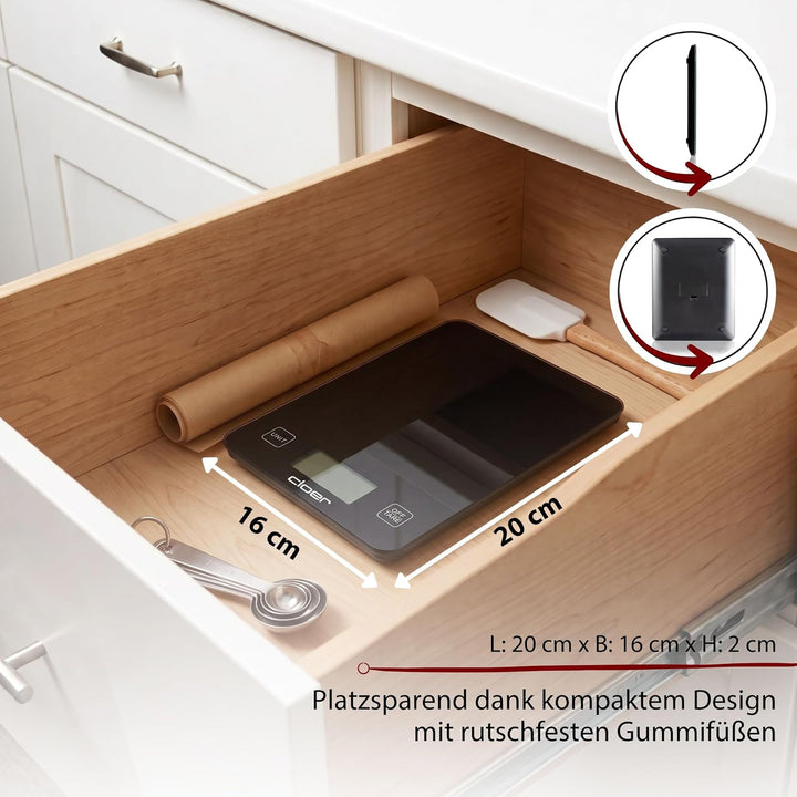 Cloer 6870 Digitale Küchenwaage für bis zu 10 kg, Zuwiegefunktion, Gewichtsmessung in 1g Schritten,