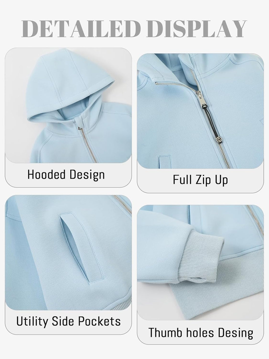 Rolanko Kapuzenpullover für Mädchen mit Reissverschluss, Gemütliche Langarm-Kapuzenjacke Lässiges Sw
