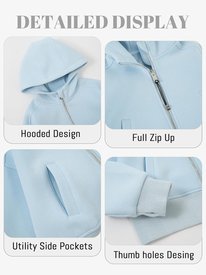 Rolanko Kapuzenpullover für Mädchen mit Reissverschluss, Gemütliche Langarm-Kapuzenjacke Lässiges Sw
