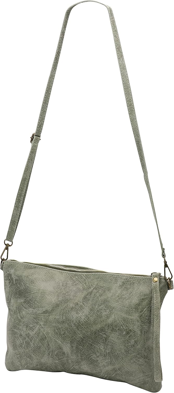 SH Leder Echtleder Umhängetasche Clutch im vintage look mittelgross Tasche Abendtasche 33x22cm Clara